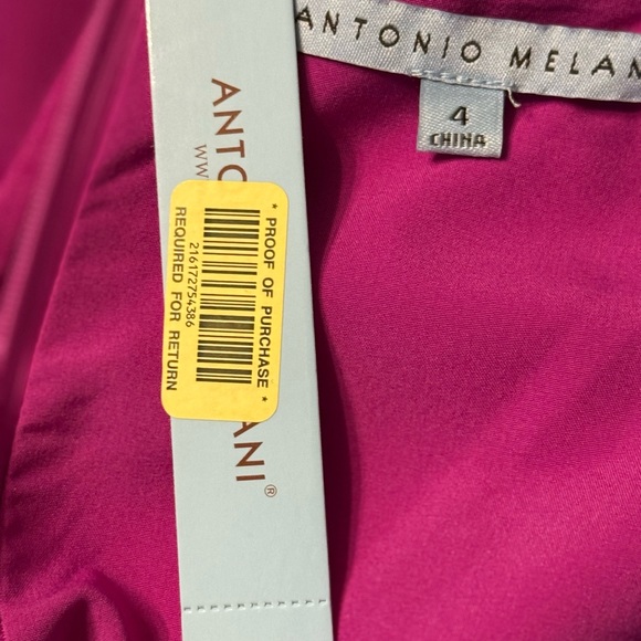 NWT ANTONIO MELANI Fuchsia Pink/Purplish Asymmetrical Ruffled Sheath Dress  4 - Picture 6 of 6